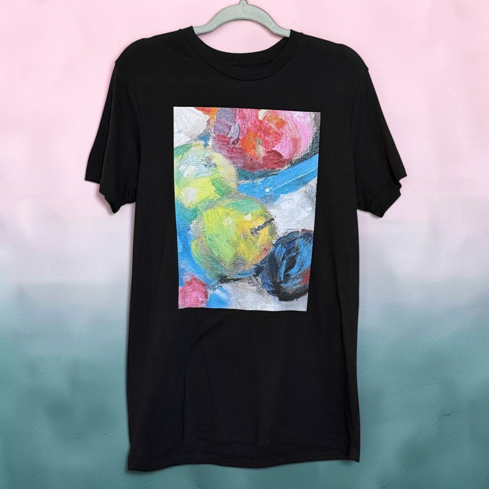 State of Mine Mens Abstract Fruit Graphic T-Shirt Black Small Tri-Blend Tee